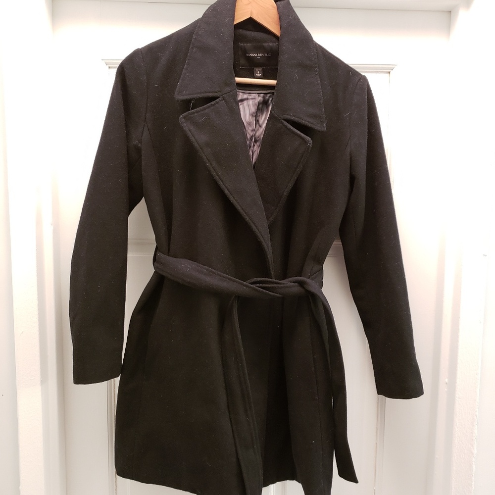 Banana Republic Factory Black Wrap Peacoat